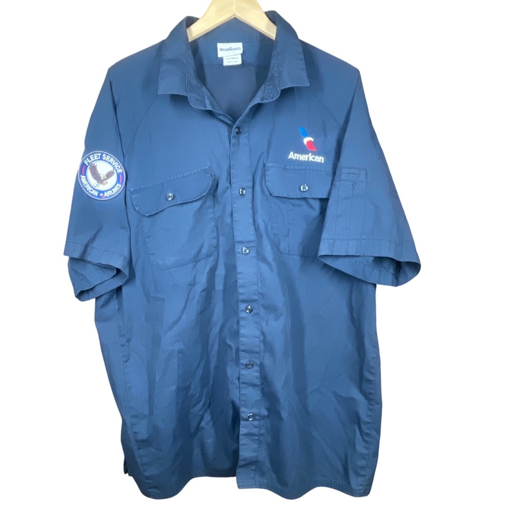 American Airlines Fleet Service Work Shirt Short Sleeve Mens 2XL WearGuard 9566